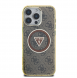 Guess IML 4G Glitter och Triangle Logo MagSafe Fodral för iPhone 16 Pro Max Brun