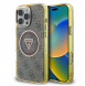 Guess IML 4G Glitter och Triangle Logo MagSafe Fodral för iPhone 16 Pro Brown