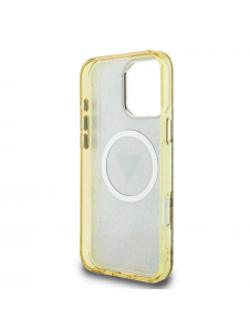 Guess IML 4G Glitter och Triangle Logo MagSafe Fodral för iPhone 16 Pro Brown