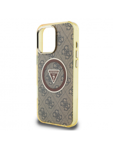 Guess IML 4G Glitter och Triangle Logo MagSafe Fodral för iPhone 16 Pro Brown