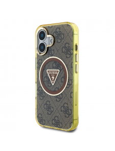 Guess IML 4G Glitter och Triangle Logo MagSafe Fodral för iPhone 16 Brun