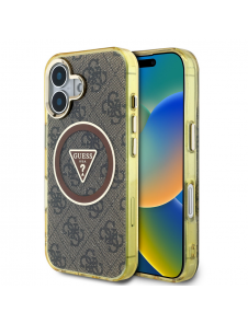 Guess IML 4G Glitter och Triangle Logo MagSafe Fodral för iPhone 16 Brun