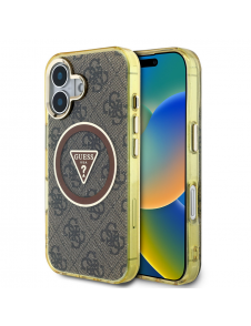 Guess IML 4G Glitter och Triangle Logo MagSafe Fodral för iPhone 16 Brun