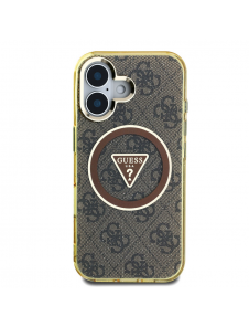 Guess IML 4G Glitter och Triangle Logo MagSafe Fodral för iPhone 16 Brun