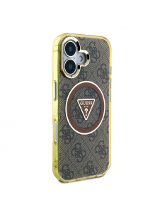 Guess IML 4G Glitter och Triangle Logo MagSafe Fodral för iPhone 16 Brun