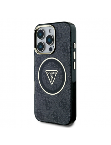 Guess IML 4G Glitter och Triangle Logo MagSafe Fodral för iPhone 16 Pro Max Svart