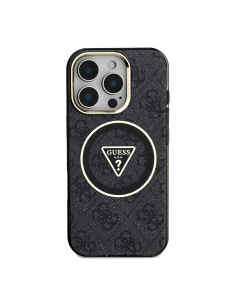 Guess IML 4G Glitter och Triangle Logo MagSafe Fodral för iPhone 16 Pro Max Svart