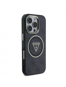 Guess IML 4G Glitter och Triangle Logo MagSafe Fodral för iPhone 16 Pro Max Svart