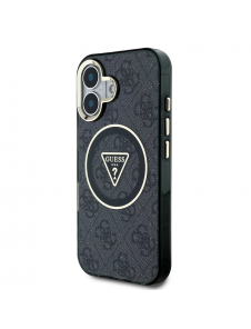Guess IML 4G Glitter och Triangle Logo MagSafe Fodral för iPhone 16 Svart