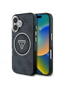 Guess IML 4G Glitter och Triangle Logo MagSafe Fodral för iPhone 16 Svart