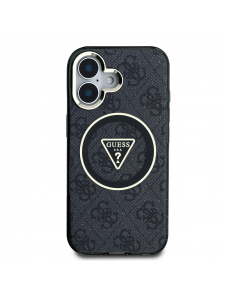 Guess IML 4G Glitter och Triangle Logo MagSafe Fodral för iPhone 16 Svart