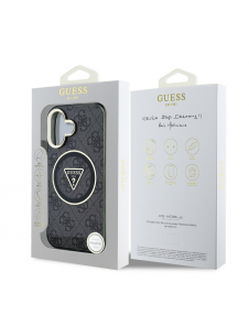 Guess IML 4G Glitter och Triangle Logo MagSafe Fodral för iPhone 16 Svart