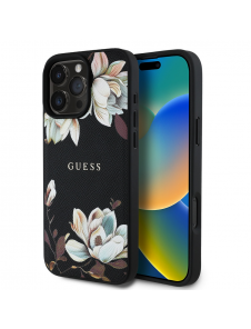 Guess PU Grained Magnolia MagSafe Fodral för iPhone 16 Pro Max Svart
