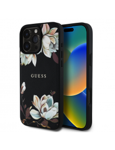 Guess PU Grained Magnolia MagSafe Fodral för iPhone 16 Pro Svart