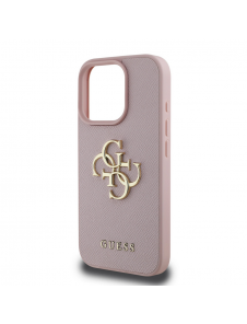Guess PU Grained 4G metalllogofodral för iPhone 16 Pro Pink