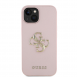 Guess PU Grained 4G metalllogofodral för iPhone 15 Rosa