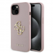 Guess PU Grained 4G metalllogofodral för iPhone 15 Rosa