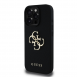 Guess PU Grained 4G metalllogofodral för iPhone 15 Pro Svart