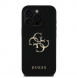 Guess PU Grained 4G metalllogofodral för iPhone 15 Pro Svart