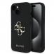 Guess PU Grained 4G metalllogofodral för iPhone 15 Svart