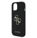 Guess PU Grained 4G metalllogofodral för iPhone 15 Svart