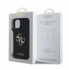 Guess PU Grained 4G metalllogofodral för iPhone 15 Svart