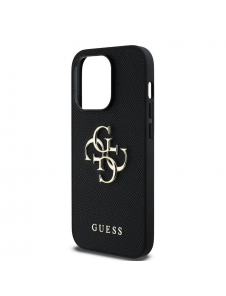 Guess PU Grained 4G metalllogofodral för iPhone 13 Pro Svart