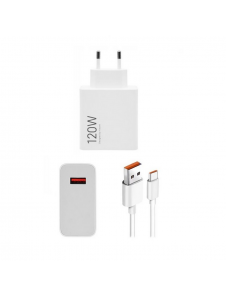 Xiaomi MDY-14-EE USB-A 120W reseladdare + datakabel USB-C 6A Vit