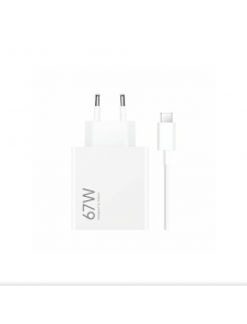 Xiaomi MDY-12-EH USB-A 67W reseladdare + datakabel USB-C 6,2A Vit
