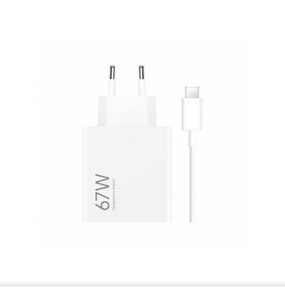 Xiaomi MDY-12-EH USB-A 67W reseladdare + datakabel USB-C 6,2A Vit