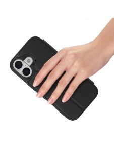 Dux Ducis Skin Pro iPhone 17 skal med fällbart lock och kortfack - svart