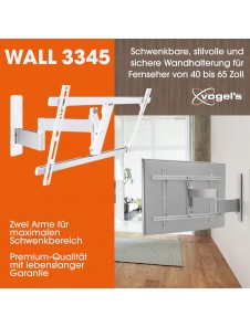 Vogel's WALL 3345 - TV-väggfäste för 40-65 tums TV, väggfäste, vridbart och lutbart upp till 180°, universell kompatibilitet