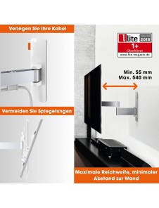 Vogel's WALL 3345 - TV-väggfäste för 40-65 tums TV, väggfäste, vridbart och lutbart upp till 180°, universell kompatibilitet