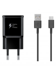 Samsung EP-TA200EBE USB-A 15W väggladdare med EP-DR140ABE USB-A - USB-C-kabel - svart