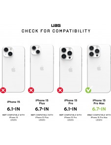 URBAN ARMOR GEAR UAG Skyddsskal för iPhone 15 Pro Max,Plyo Ice Rugged - Transparent