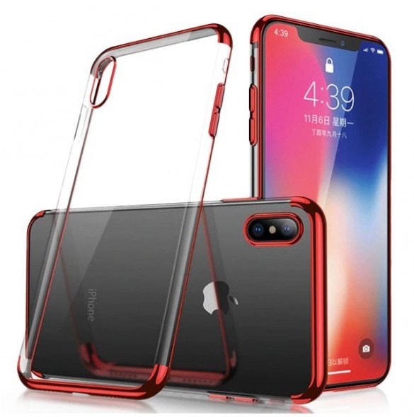 Clear Color Case Gel TPU Electroplating frame Cover Skal till Xiaomi Redmi Note 7 - Röd