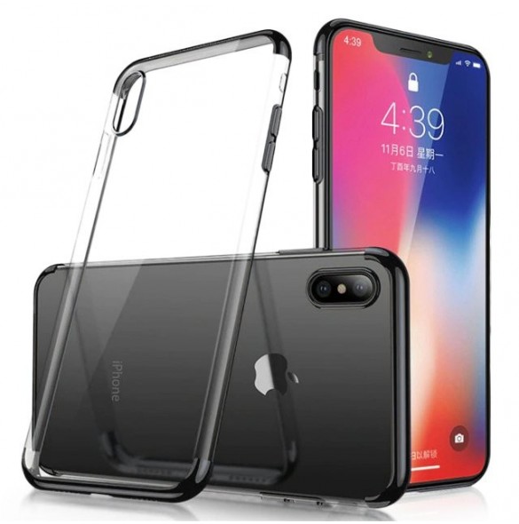 JollyFX Clear Color Case Gel TPU Electroplating frame Cover Skal till Xiaomi Redmi Note 7 - Svart