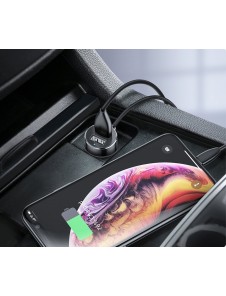 Dubbel USB-billaddare med 3,4A utgång 12-24V utgång, brett kompatibel med smartphones, surfplattor och andra enheter med Baseus.