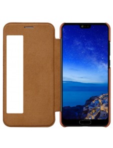 Nillkin Qin S-View Cover Vikbart Fodral Till Huawei P20 - Brun