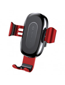 Baseus Trådlös Laddare Gravity Car Mount Telefonfäste Luftventilhållare + Qi Laddare - Röd
