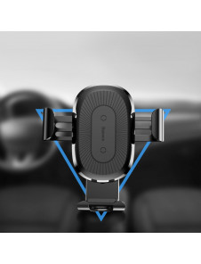 Baseus Trådlös Laddare Gravity Car Mount Telefonfäste Luftventilhållare + Qi Laddare - Röd