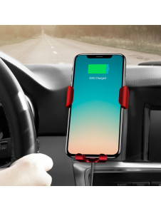 Baseus Trådlös Laddare Gravity Car Mount Telefonfäste Luftventilhållare + Qi Laddare - Röd