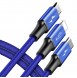 USB-laddningskabel med 3 olika kontakter: USB-C / micro USB / Lightning.