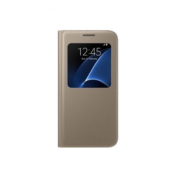 Samsung EF-CG930PFE S-View Case Vikbart Fodral Till Samsung Galaxy S7 - Guld