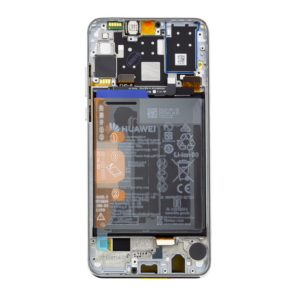 LCD-skärm + beröringsenhet + framsida Huawei P30 Lite - vit (Service Pack)