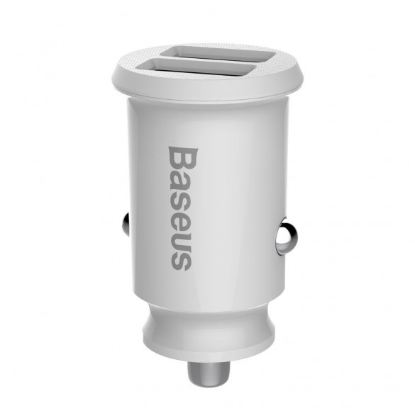 Baseus Grain Billaddare Mini Universal Smart Billaddare 2x USB 3.1A - Vit (CCALL-ML02)