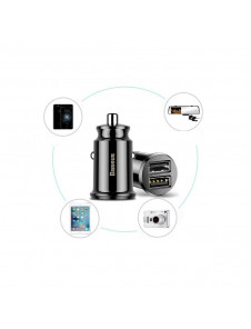 Baseus Grain Billaddare Mini Universal Smart Billaddare 2x USB 3.1A - Vit (CCALL-ML02)