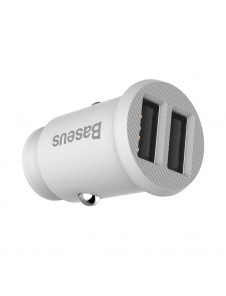 Baseus Grain Billaddare Mini Universal Smart Billaddare 2x USB 3.1A - Vit (CCALL-ML02)