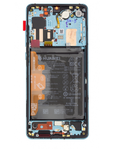 LCD-skärm + peksenhet + framsida Huawei P30 Pro - Aurora blå (Service Pack)
