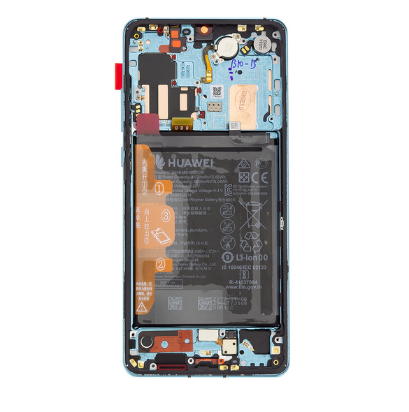 LCD-skärm + peksenhet + framsida Huawei P30 Pro - Aurora blå (Service Pack)